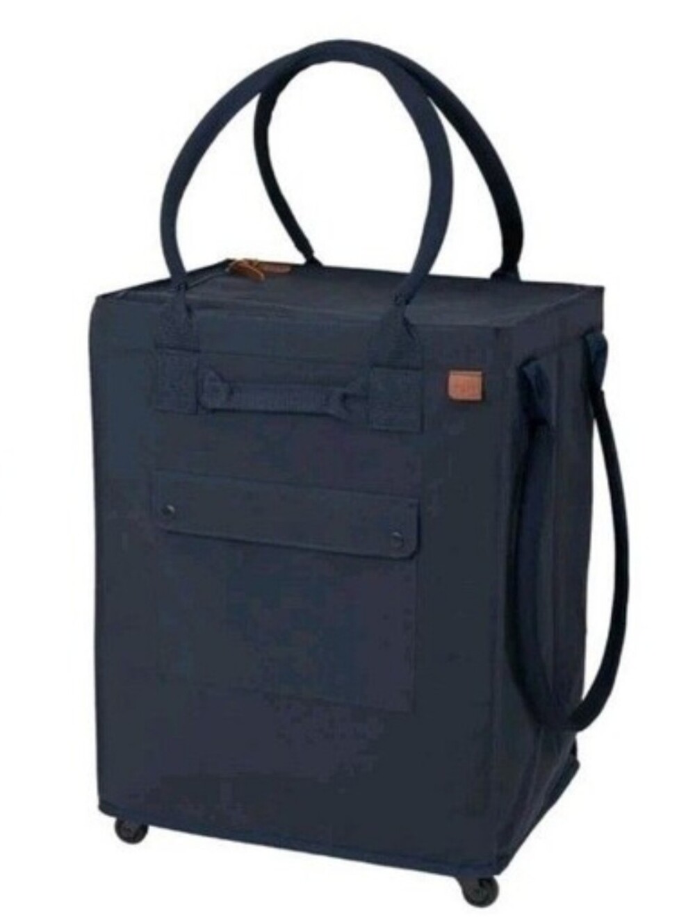 CleverMade Foldable Tote Bag on Wheels 14" Lx18"Wx24"H Soft Grip Navy - Picture 7 of 10